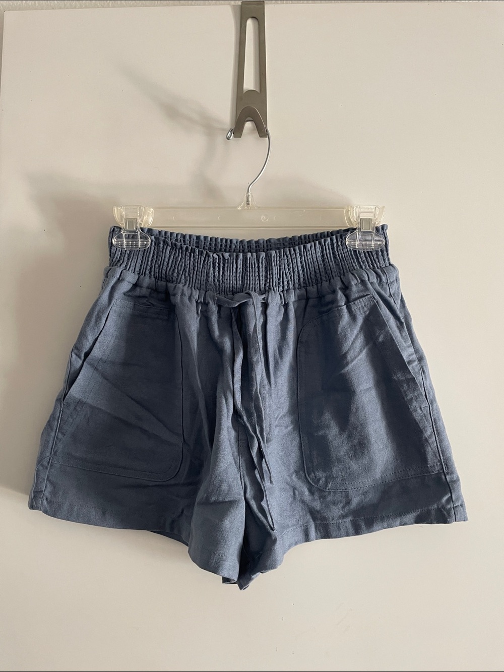 LOVE TREE LINEN Blend Shorts Elastic Waist Cool Sky Blue NWT